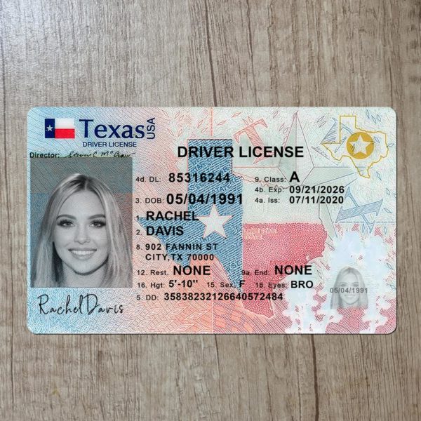 New texas driver license template