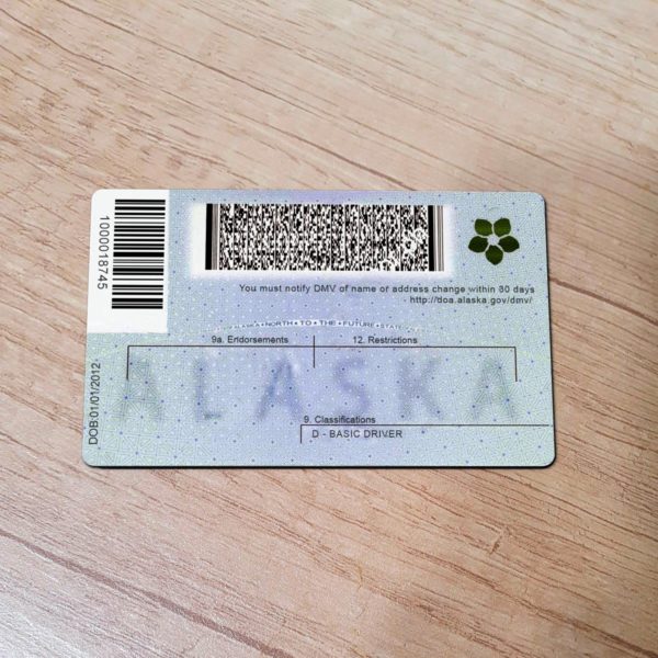 Alaska Driver License template back side