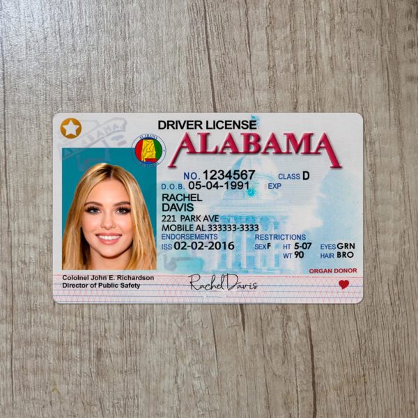 Fake Alabama Old driver license template