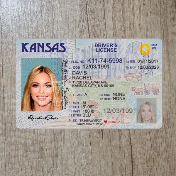 Fake Kansas driver license template