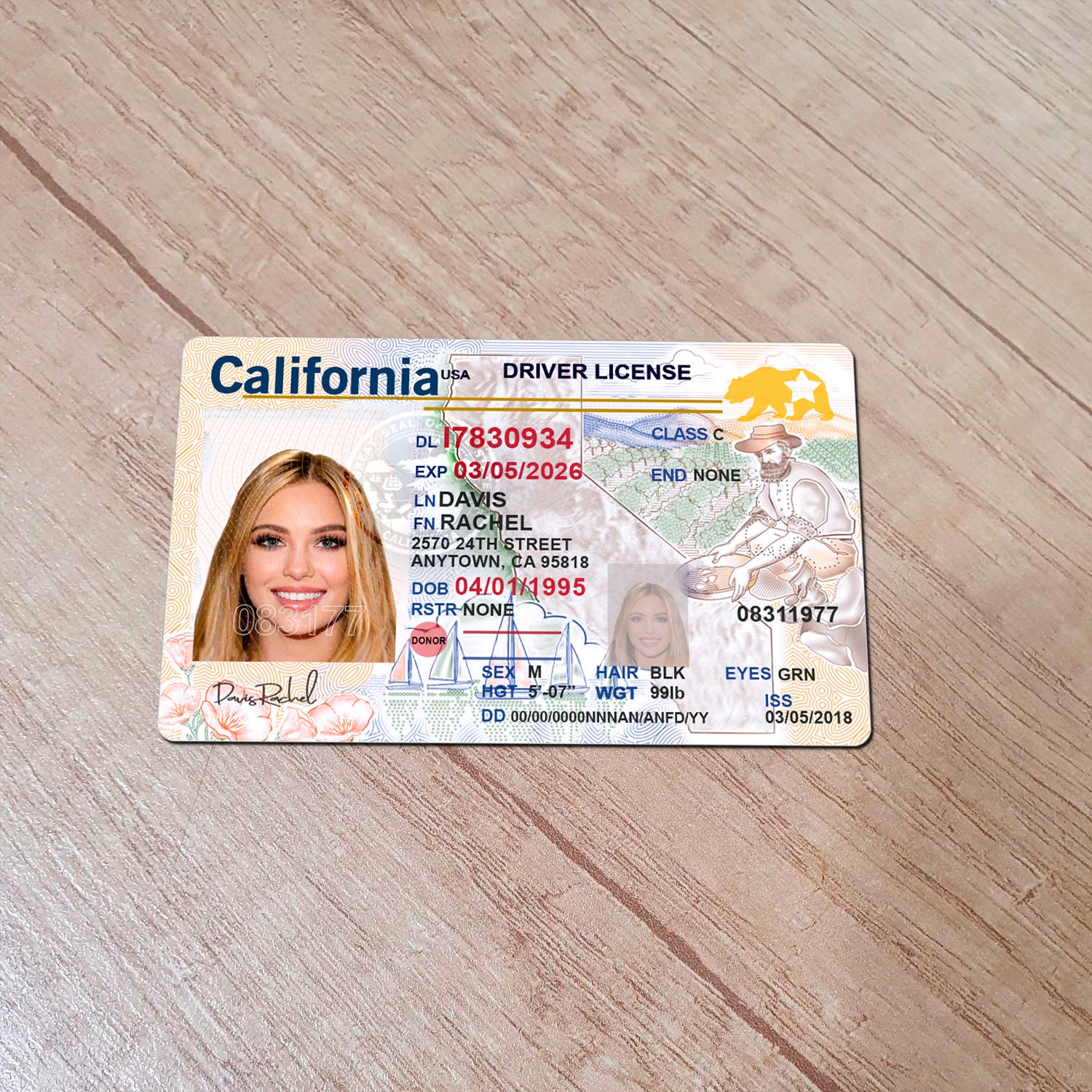 california driver license template