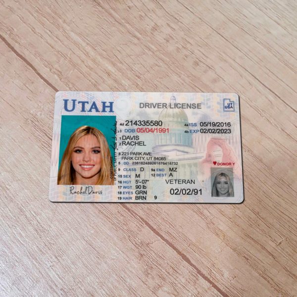 Utah Driver License template