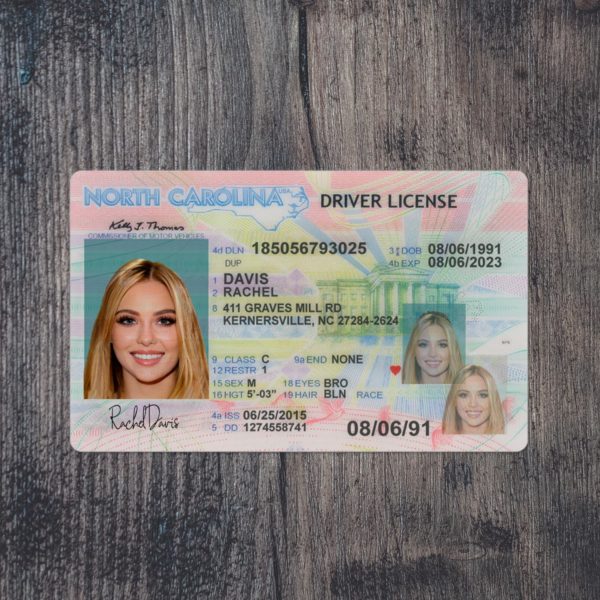 Fake North Carolina driver license template