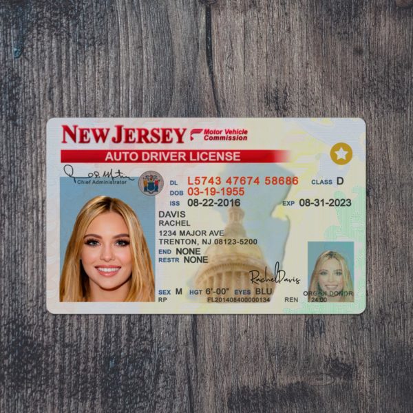 Fake New Jersey driver license template