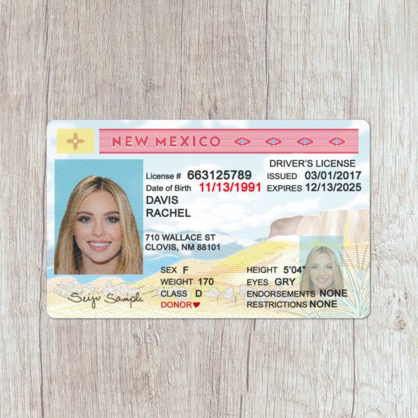 Fake New Mexico driver license template