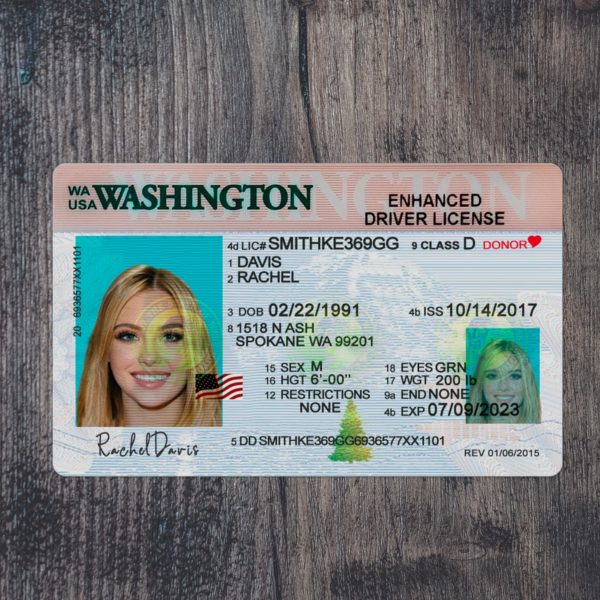 Fake Washinton driver license template