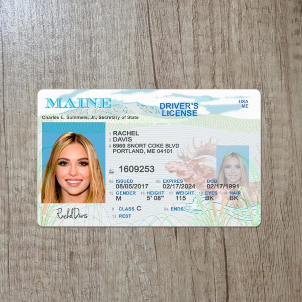 Fake Maine Old driver license template