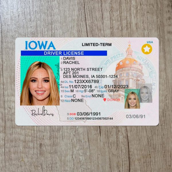 Fake Iowa driver license template