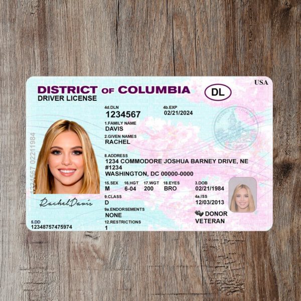 Fake D. Columbia driver license template
