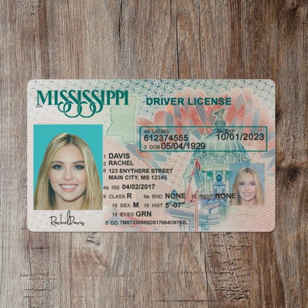 Fake Mississippi driver license template
