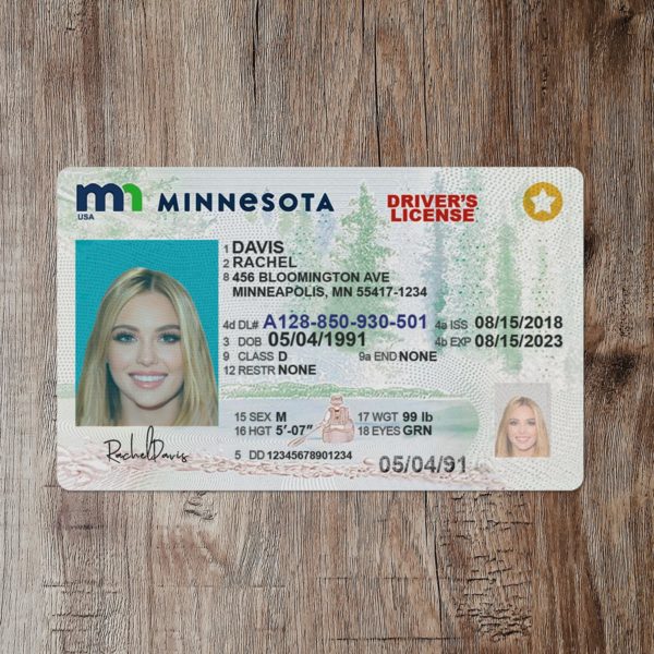Fake Minnesota driver license template