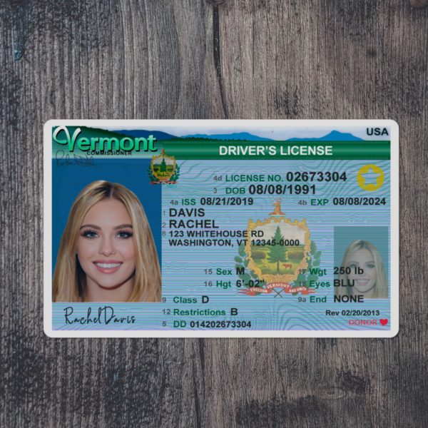 Fake Vermont driver license template
