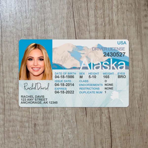 Fake Alaska Old driver license template