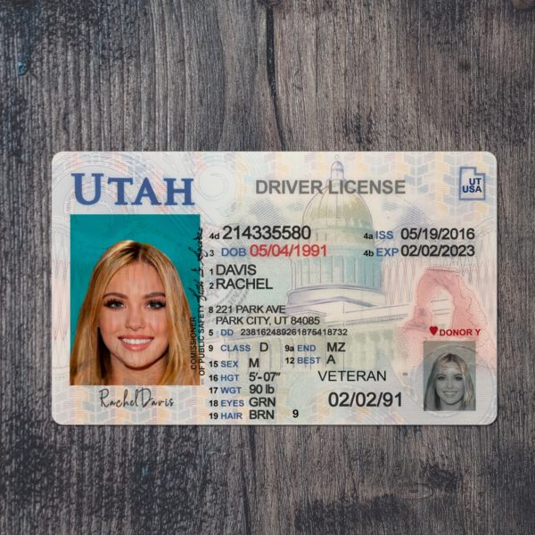 Fake Utah driver license template