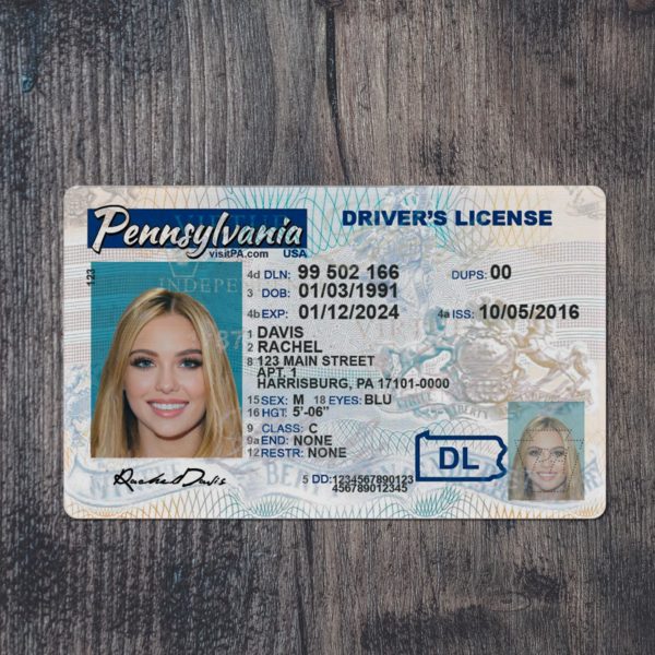 Fake Pennsylvania driver license template