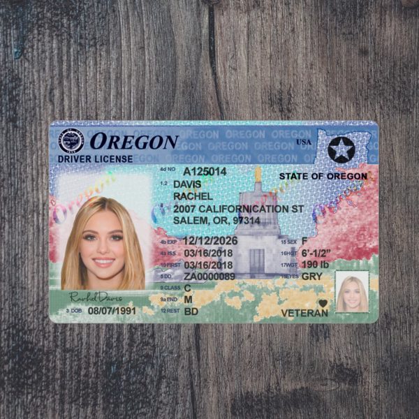 Fake Oregon driver license template