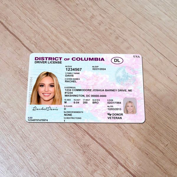 D. Columbia Driver License template