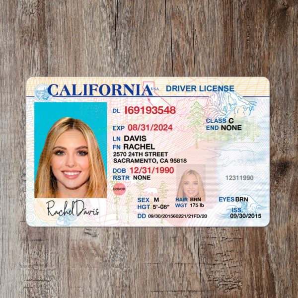 Fake California driver license template