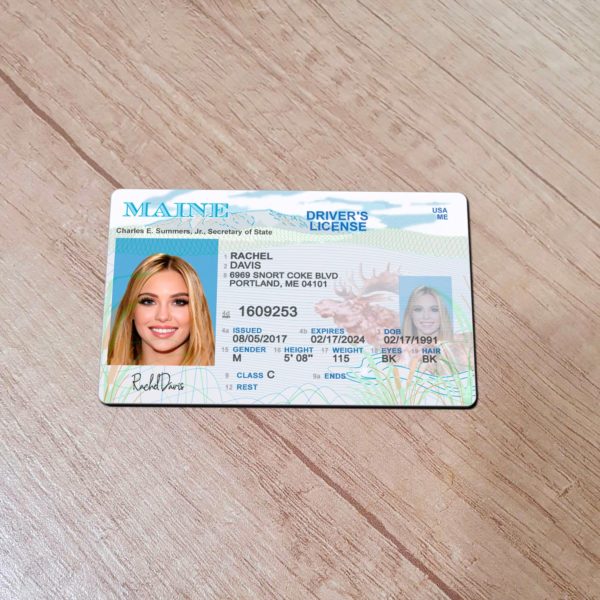 Maine Old Driver License template