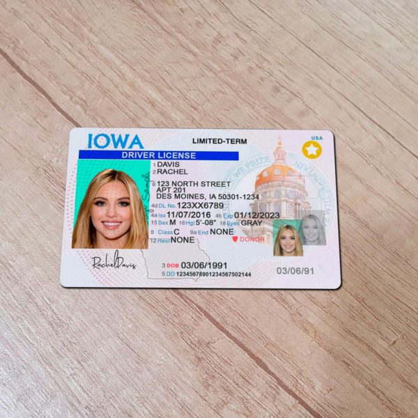Iowa Driver License template