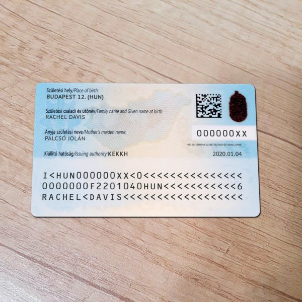 Hungary ID Card template back side