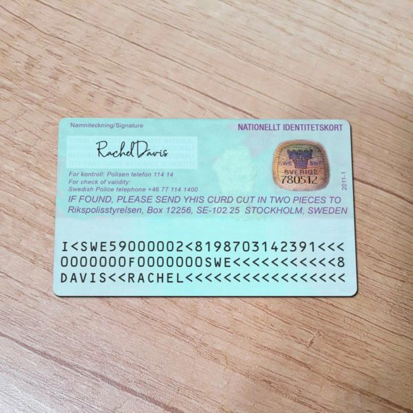 Sweden ID Card template back side