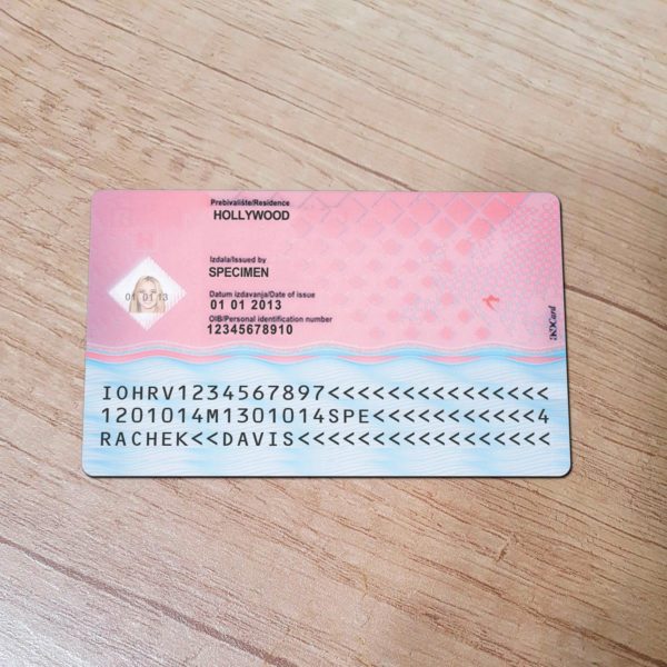 Croatia ID Card template back side