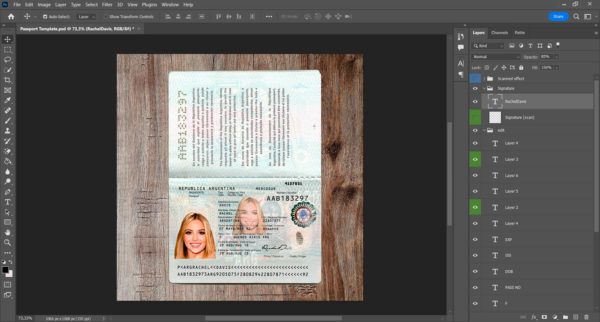 Argentina editable passport template