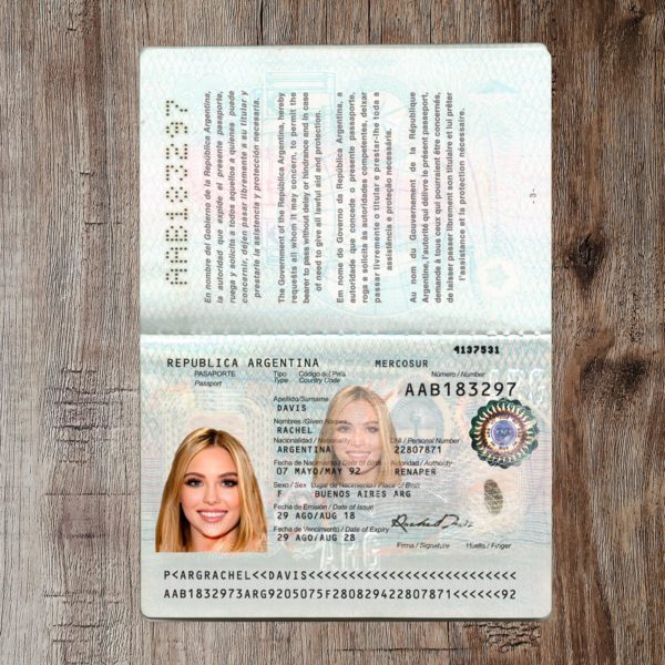 Argentina passport template
