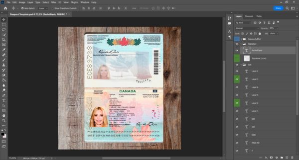 Canada editable passport template