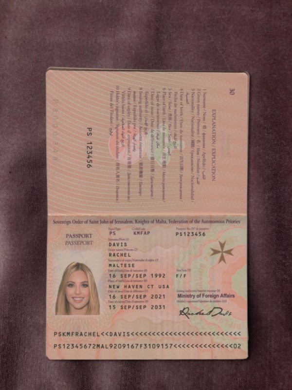 Malta passport template
