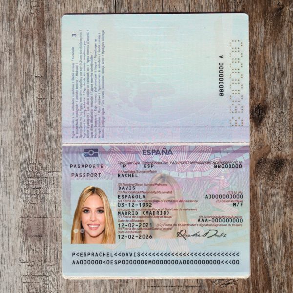 Spain editable passport template