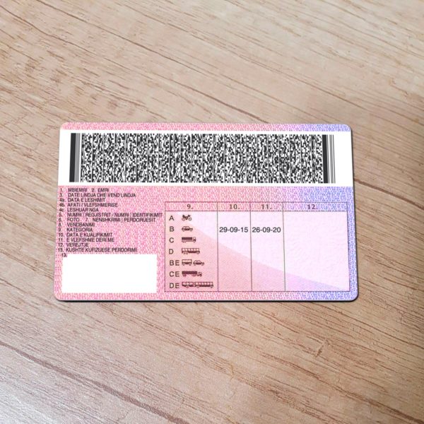 Albania Driver License template back side