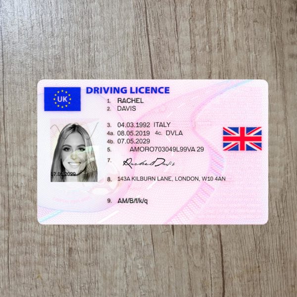 Fake UK driver license template