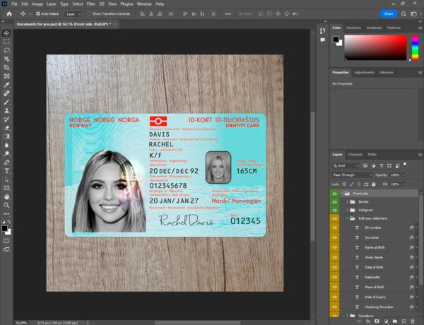 Norway Id Card Template PSD