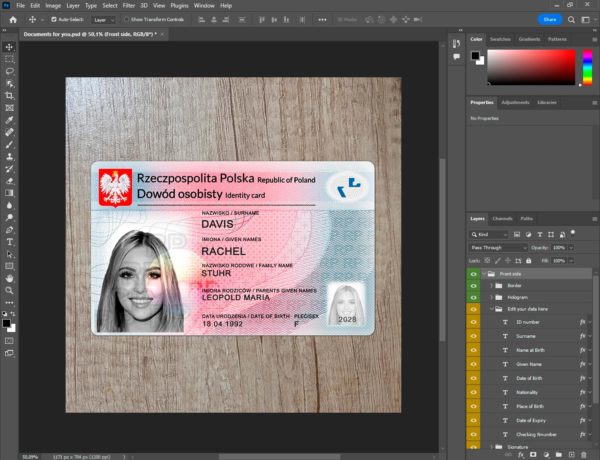 Poland Id Card Template PSD