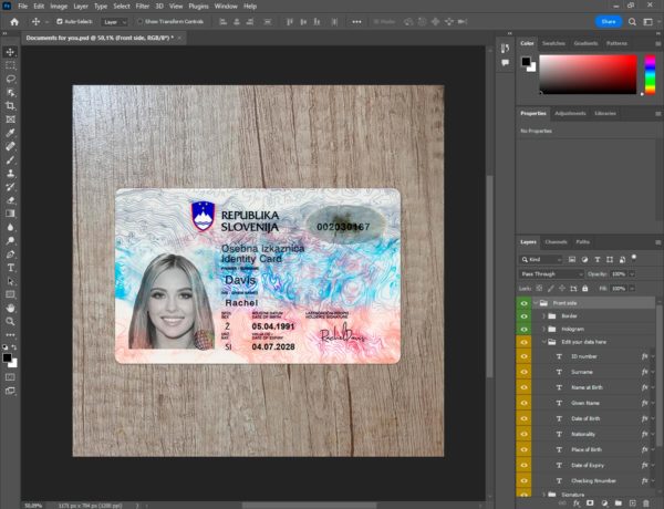 Slovenia Id Card Template PSD