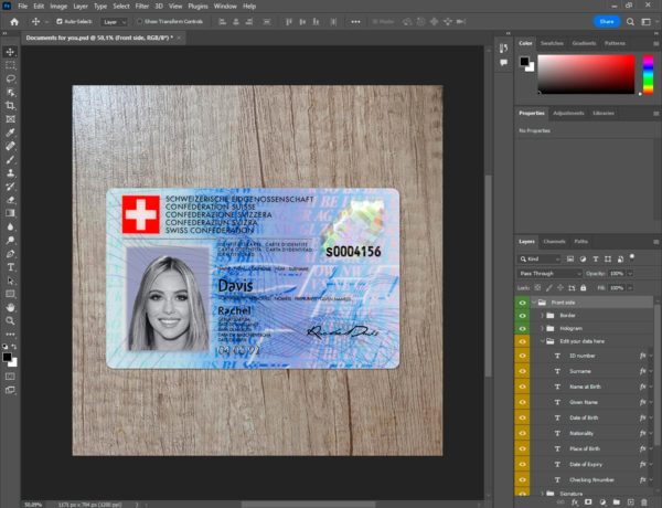 Switzerland Id Card Template PSD