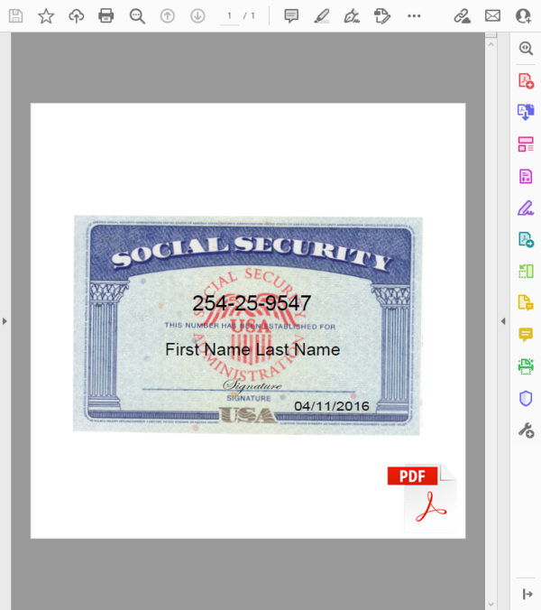 social security card template pdf