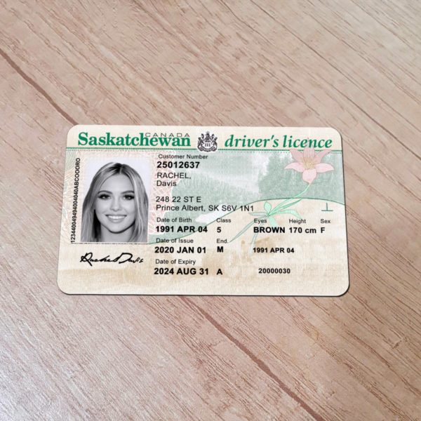 Canada Saskatchewan Driver License template