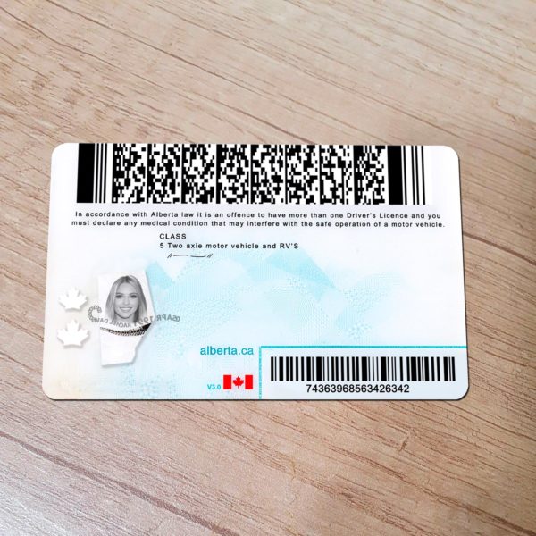 Canada Alberta Driver License template back side