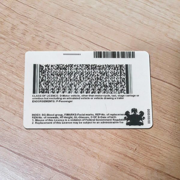 Nigeria driver license template back side
