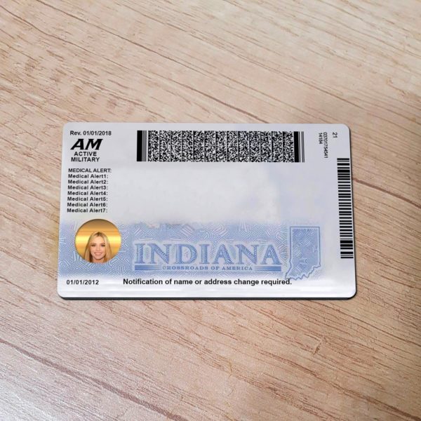Indiana Id template back side