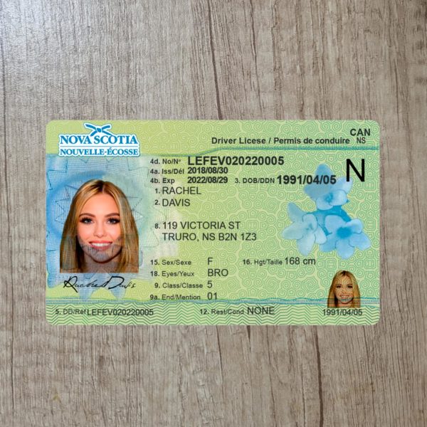 Fake Canada Nova Scotia driver license template