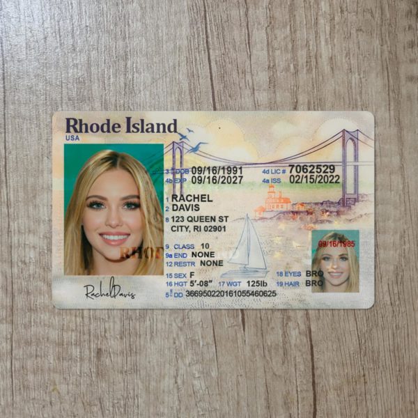 Fake Rhode Island driver license template