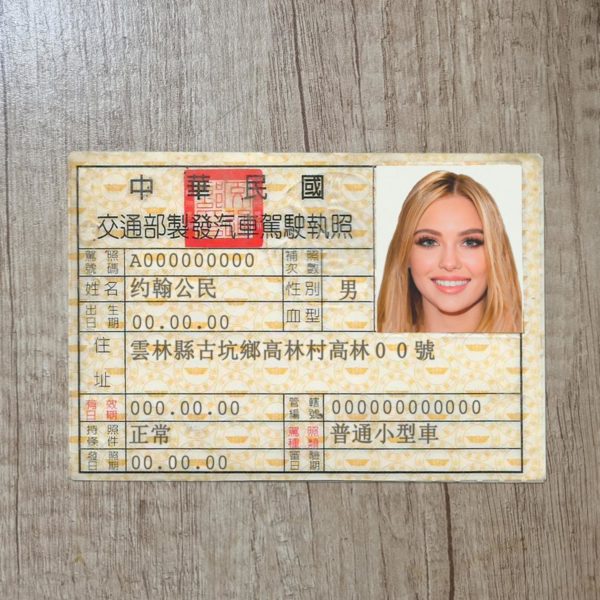 Fake Taiwan driver license template