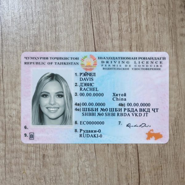 Fake Tajikistan driver license template