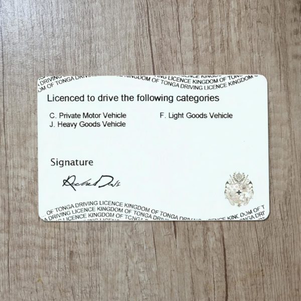 Fake Republic of Tonga driver license template