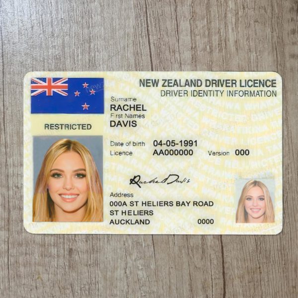 Fake New Zealand driver license template