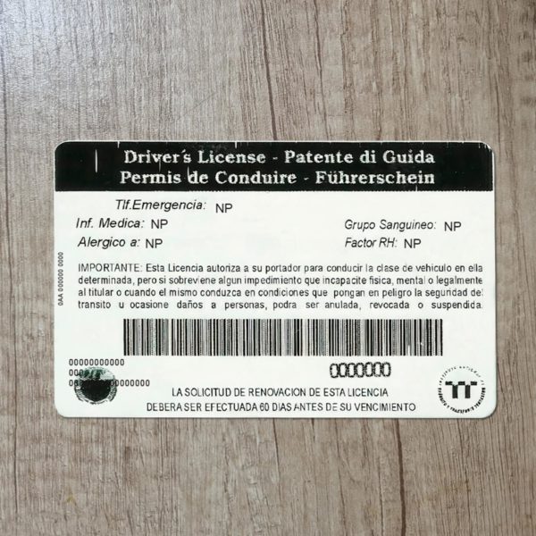 Fake Venezuela driver license template